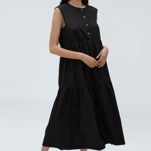 Everlane Women's Tiered Midi Dress in Black Small (fits like medium/large)